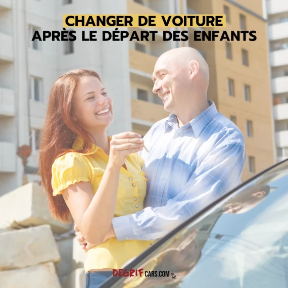 Un couple échangeant leur ancien monospace contre une berline premium reconditionnée chez le mandataire automobile Degrifcars.com.