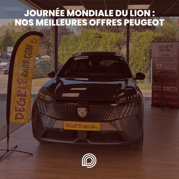 Sélection de véhicules Peugeot neufs, 0 km et d'occasion chez Degrifcars à l'occasion de la Journée mondiale du lion